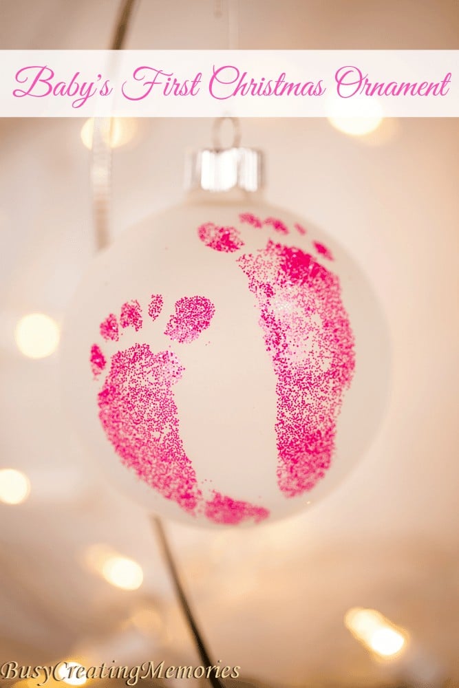 Image for Glitter Footprint Glass Ornament